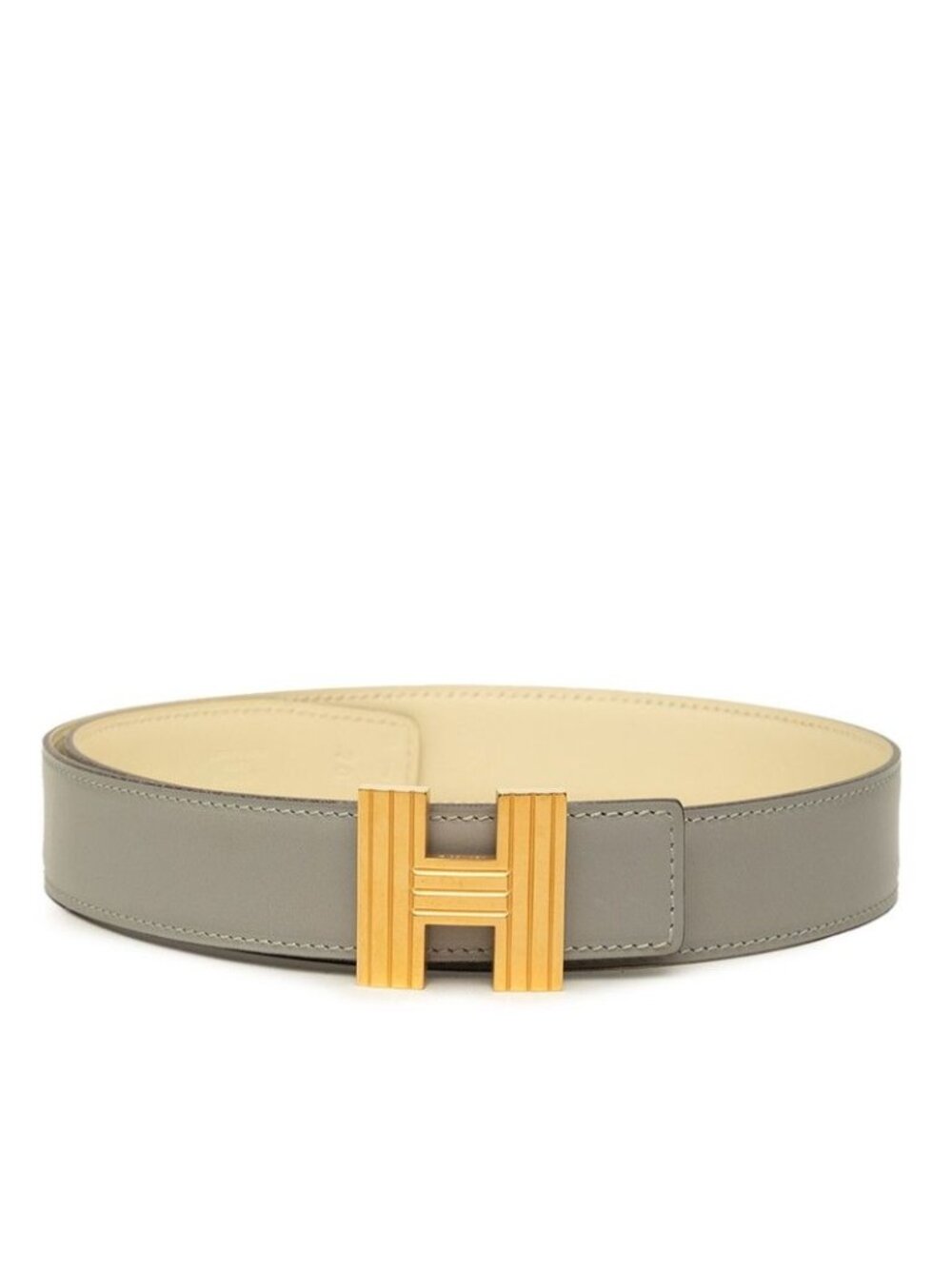 Hermes Constance H 70 Gray Gold Box Calf Belt
